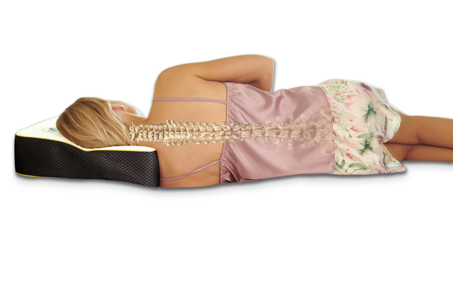 Proper spine alignment with Snuggle pillow